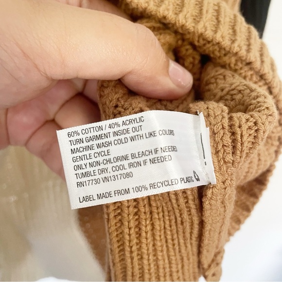 A New Day Crop Tan Cream Grey Black Color Block Pullover Women’s Sweater Small - Picture 6 of 7